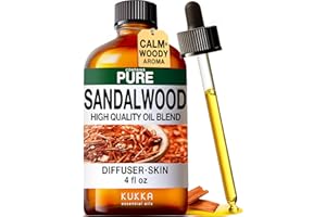 KUKKA ESSENTIAL OILS KUKKA Sandalwood Essential Oils - 4 Fl Oz - for Hair, Skin, Diffuser, Aromatherapy & DIY Soap Making Scent