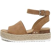 Soda Topic Open Toe Buckle Ankle Strap Espadrilles Flatform Wedge Casual Sandal