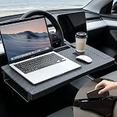 NEWNUBI 2-in-1 Car Steering Wheel Tray Desk &amp; Car Seat Gap Filler Organizer, Upgraded Foldable Adjustable Car Table Compatible with Steering Wheel Cover| for Laptop, Eating Food, Writing (Portable)
