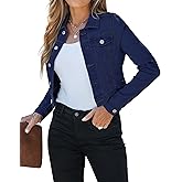 luvamia 2026 Cropped Jean Jackets for Women Fashion Short Denim Shacket Jacket Lightweight Fitted Stretchy with Pockets
