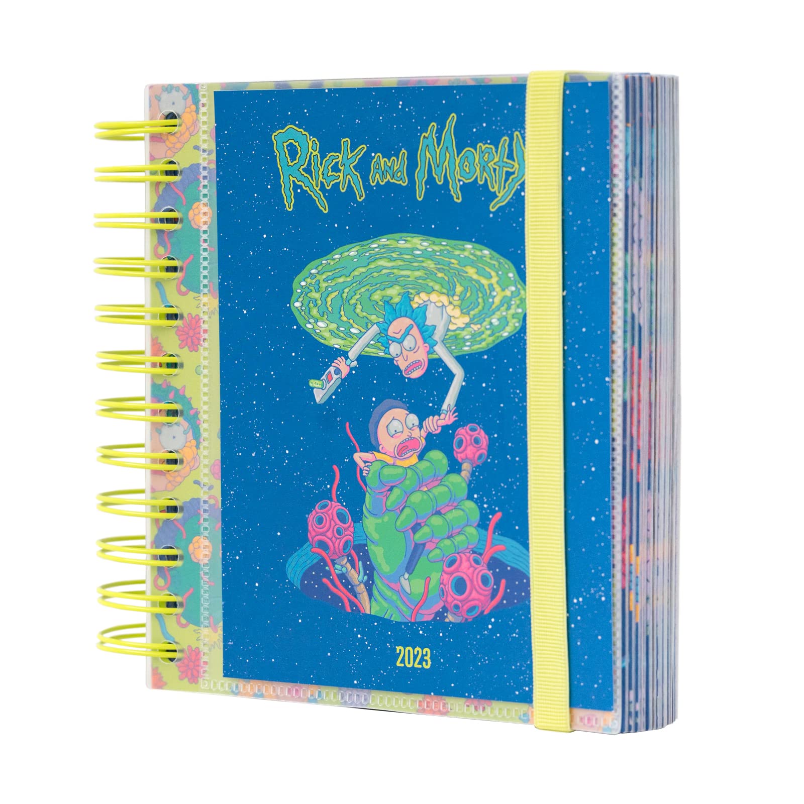 Grupo Erik Rick And Morty 2023 Day To Page Diary | January 2023 - December 2023 | 6.3x5.5 in - 16x14 cm | 2023 Weekly Planner | Planner With Stickers & Pocket | 2023 Diary | Rick & Morty Merchandise