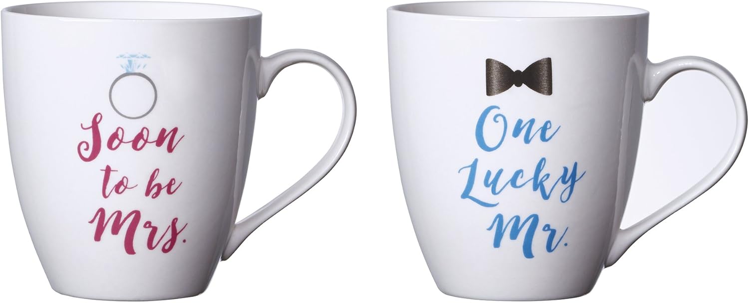 Pfaltzgraff Everyday Mug, Soon to be Mrs. and One Lucky Mr., 18-Ounce, Set Of 2