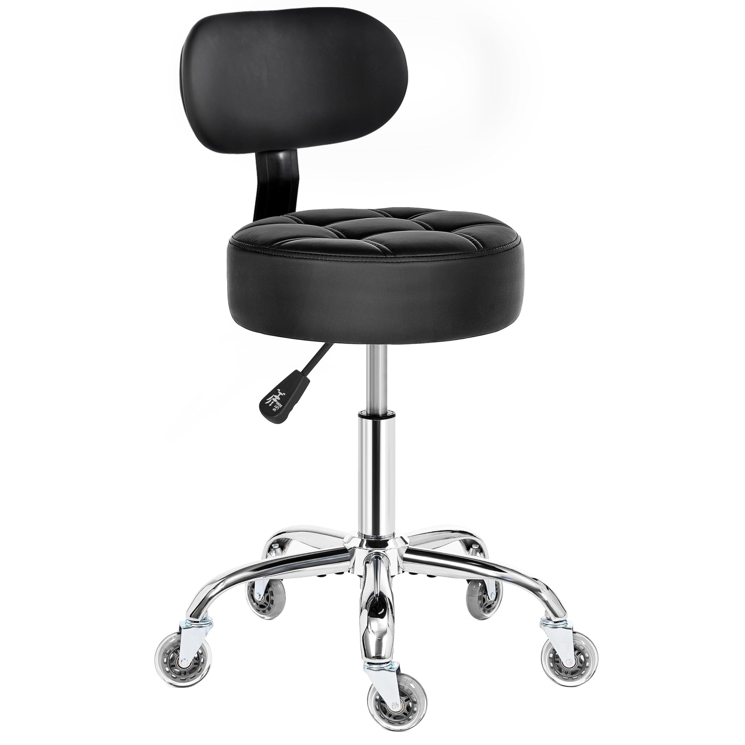 Photo 1 of BEWISHOME Rolling Stool with Back Support, Heavy Duty Rolling Chair for Massage,Salon,Spa,Office, Height Adjustable 350lbs Weight Capacity Swivel Stool (Black) BYD11B