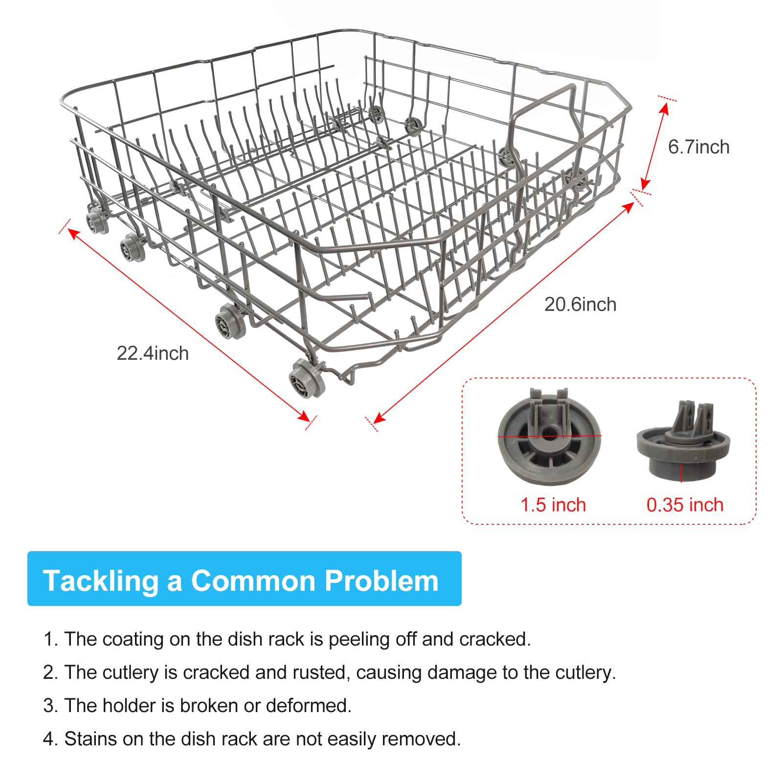 2025 upgraded Samsung Dishwasher DD82-01073A Lower Rack Assembly Replacement for Samsung Dishwasher Dishrack Modle DW80R5061/DW80R5060/DW80K7050UG/DW80K5050US Series