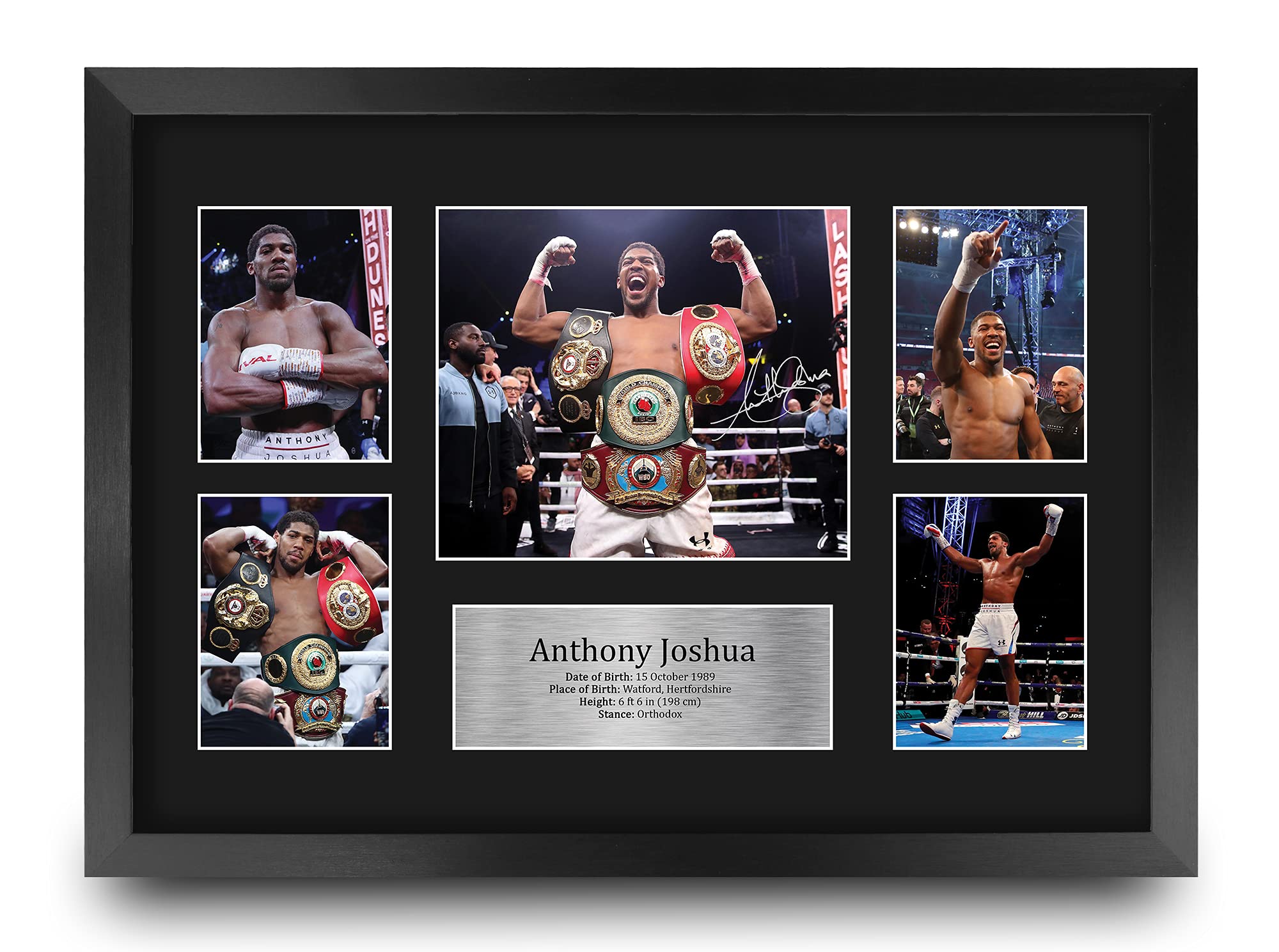 HWC Trading FR A3 Anthony Joshua Boxing Gifts Printed Signed Autograph Picture for Boxer Memorabilia Fans - A3 Framed