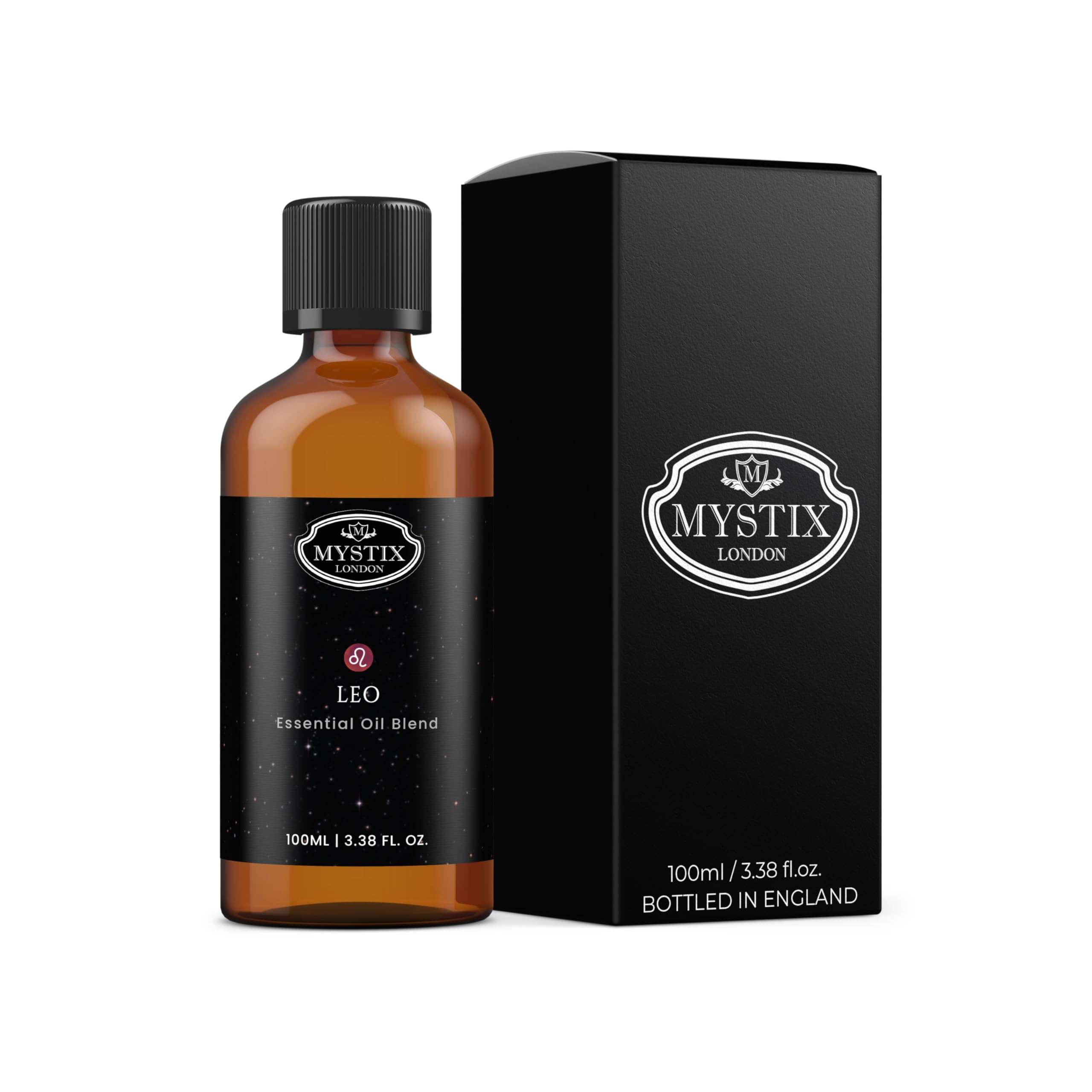 Mystix London | Leo Zodiac Sign Essential Oil Blend 100ml | 100% Pure & Natural | Aromatherapy for Fire Signs | Ginger, Lemon, Marjoram, Rose, Rosemary | Vegan, GMO Free