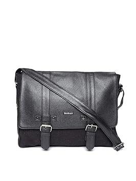 Bad Habit Men Canvas 12 18 Black Solid Messenger Bag