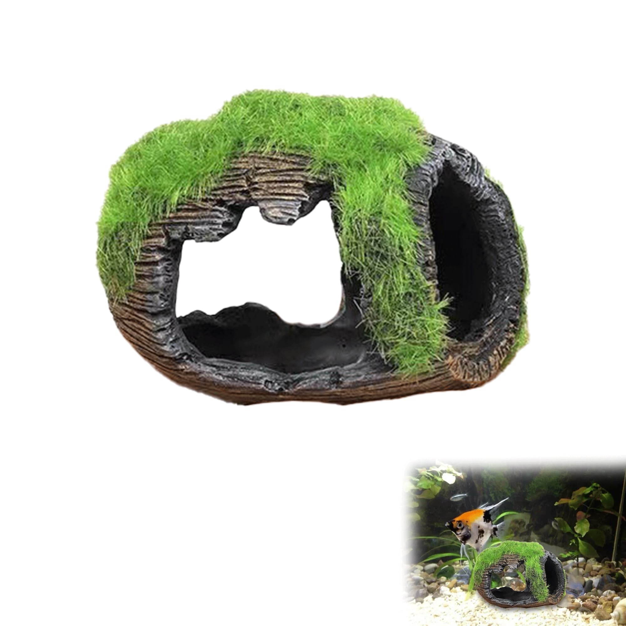 Bansusu 1PCS Barrel Aquarium Decorations Resin Fish Tank Ornaments Broken Barrel Fish Tank Cave Hideout Aquarium Ornaments Fish Tank Accessories Ornaments for Fish Shrimp Hiding Aquarium