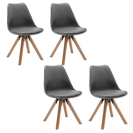 Duhome Elegant Lifestyle 4er Set Stuhl Esszimmerstühle Küchenstühle in Grau Küchenstuhl mit Holzbeine Sitzkissen Esszimmerstu