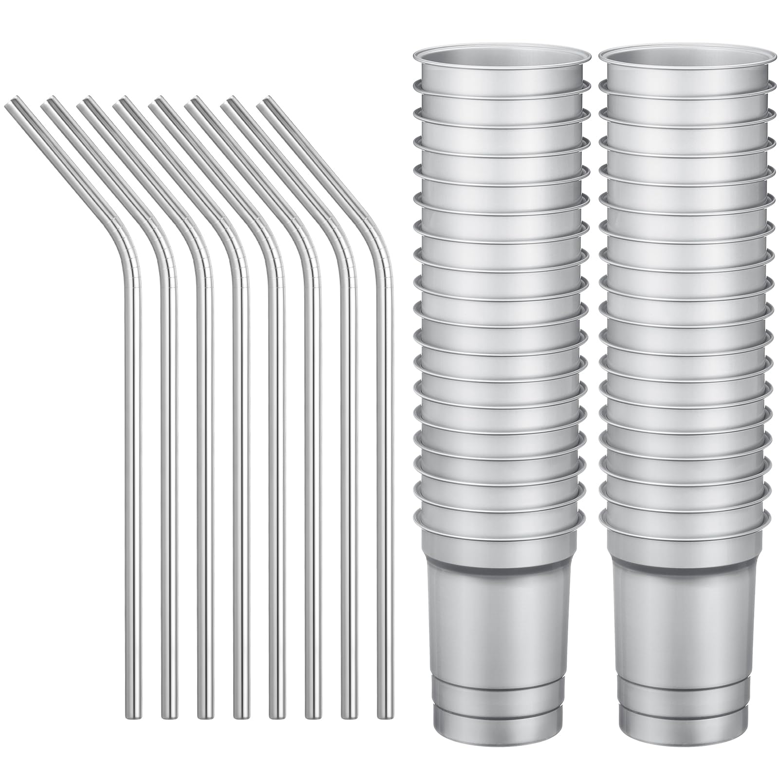 Photo 1 of Zhehao 36 Sets Aluminum Cups and Stainless Straws Reusable, Metal Camping Cold Drinking Coffee Cups Water Tumblers in Bulk for Home Summer Party Travel(9 oz)
