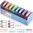 Toplusesse 8 PCS Teacher-Stamps for Classroom, Self Inking Stamps for Teacher Supplies, Parent Sign and Return Stamp for School Grading Stamp Teacher School Kit with Tray