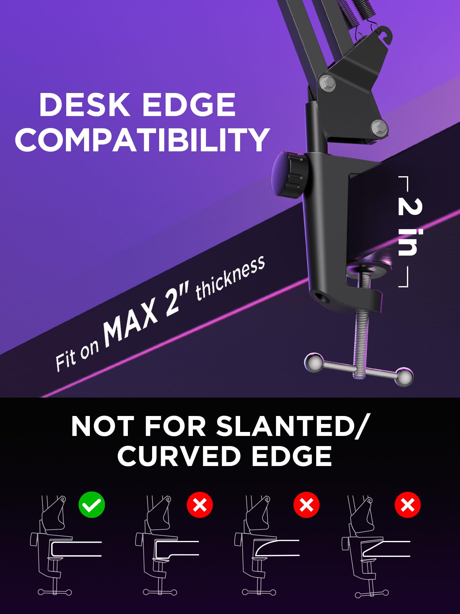 InnoGear Microphone Stand Mic Boom Arm for Blue Yeti HyperX QuadCast S SoloCast Snowball Fifine K669B and other Mic, with Shock Mount Windscreen Pop Filter Mic Clip Holder Cable Ties, Medium