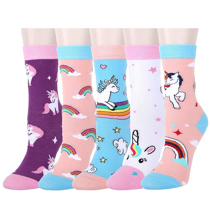 Zmart 5 Pack Girls Novelty Cute Unicorn Socks, Colorful Fun...