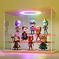 LANSCOERY Acrylic Display Case with Color Changing LED Light, Clear 3 Tier Organization, Dustproof Wooden Display Box, Exclusive Showcase for Collectibles, Mini Figures and Funko Pop, 11.8x6.3x9.4inch