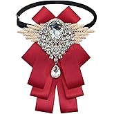 Rzmtaol Rhinestone Bow Ties for Men, 5.9" x 3.93" Pre-tied Womens Bow Tie Solid Color Bowties Men for Wedding Party Concert