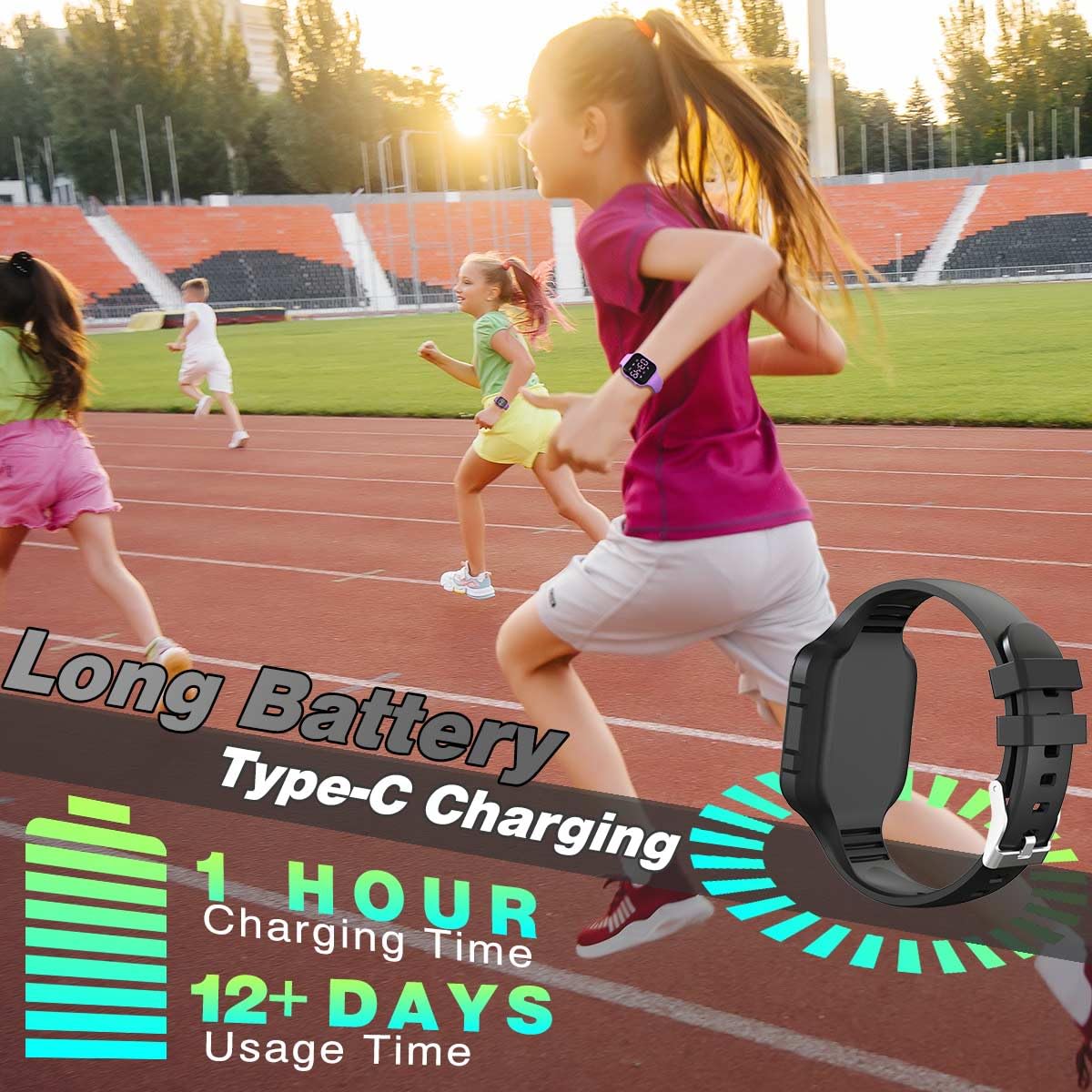 Kids LED Digital Watch, with Pedometer Step Counter, Waterproof, Sport Wristwatch, Calendar, Alarm Clock for Children Boys Girls Teens