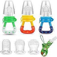 PandaEar Baby Fresh Fruit Food Feeder Pacifier (3 Pack) |Training Massaging Toy Teether| Food Grade Soft Safe BPA-Free Silico