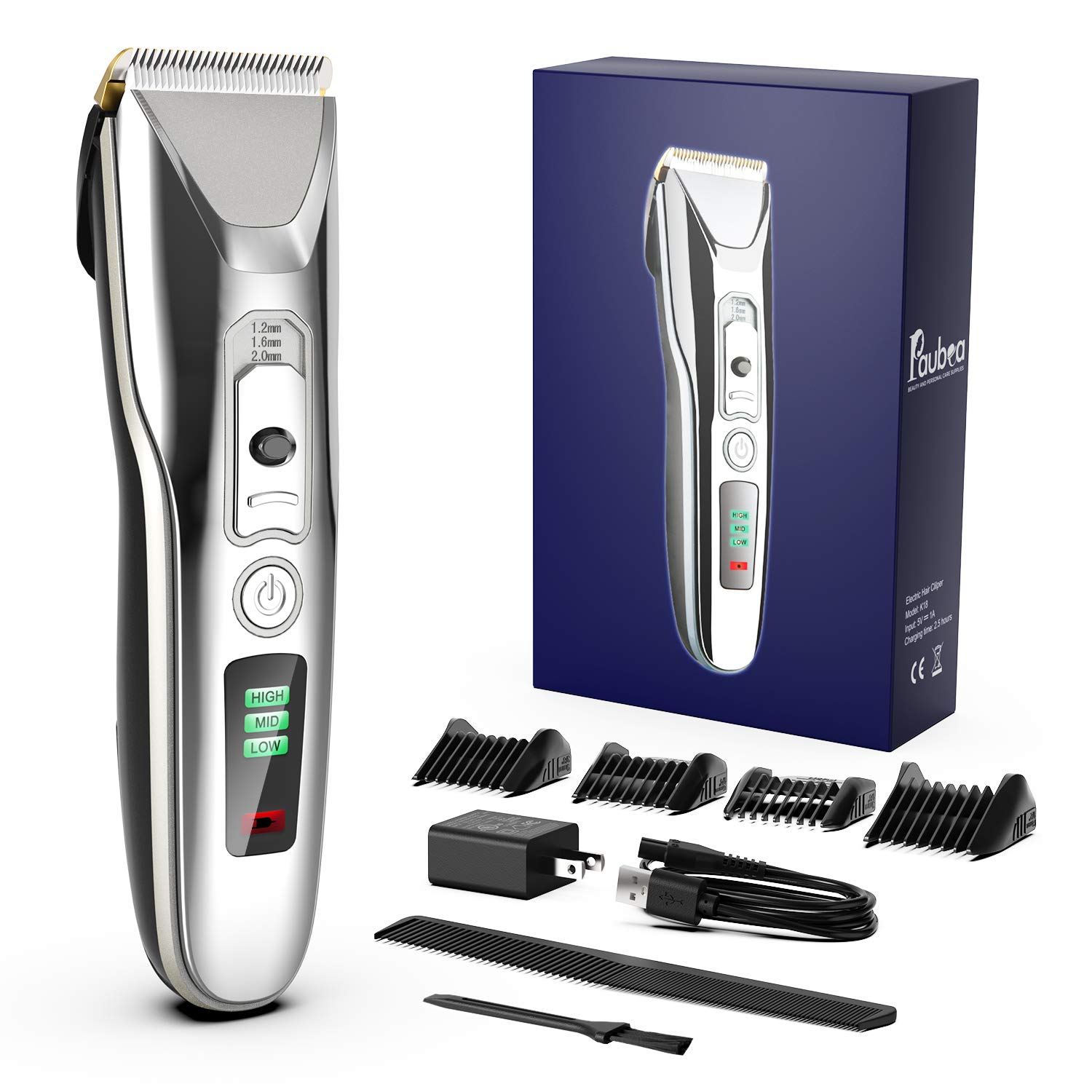 Paubea Hair Clippers for Men - Cordless Ceramic Blade Mens Hair Trimmer Beard Trimmer Hair Cutting & Grooming Kit Rechargeable: Beauty