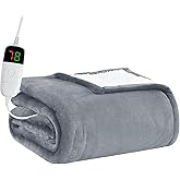 BOMOVA Heated Electric Blanket Full Size - 72" x 84" Heating Blanket with 10 Heating Levels & 8 Hours Auto Off, Warm Flannel Blanket, Christmas Birthday Gifts for Women