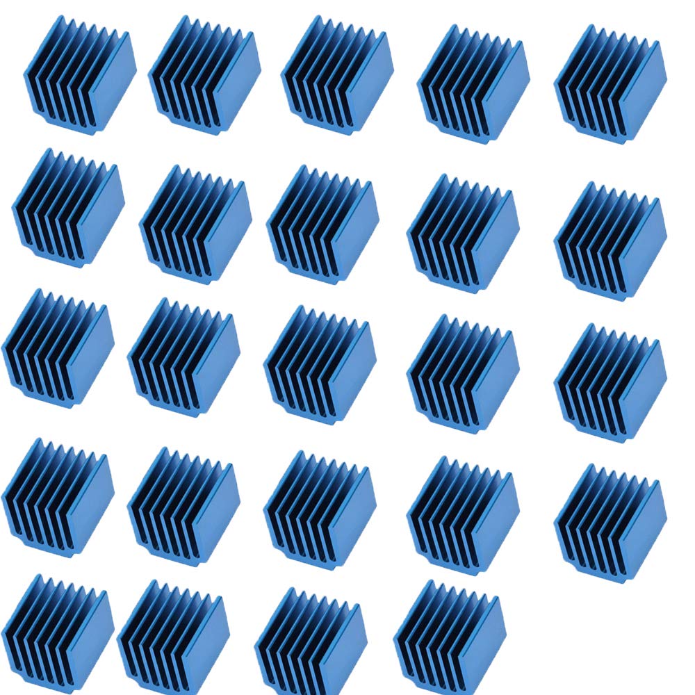 Aluminum Heat Sink, 24 Pieces Heatsink Kit Aluminum, Aluminum Heatsink Cooler, 3D Printer Parts Driver Heat Sink, for 3D Printer MC2100, LV8729, DRV8825,Stepper Motor Driver(13 * 14 * 15MM)