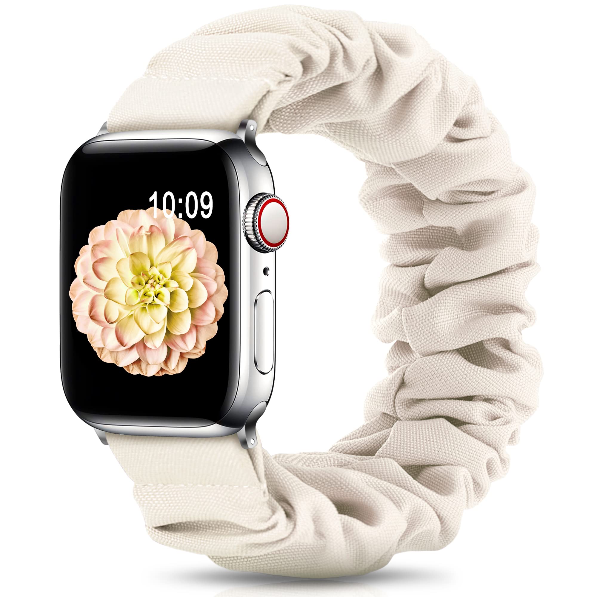 DigiHero Compatible for Apple Watch Straps Scrunchie 40mm 42mm 44mm 41mm 38mm 45mm 46mm, Soft Printed Elastic Solo Loop Straps Women Compatible with iwatch Series 11 10 9 8 7 6 5 4, SE 3 2 1,Starlight