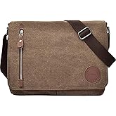 Vintage Canvas Satchel Messenger Bag for Men Women, Travel Shoulder bag Satchel Crossbody Bag for 11.6-13.3 inch Laptop Chromebook computer (Coffee)