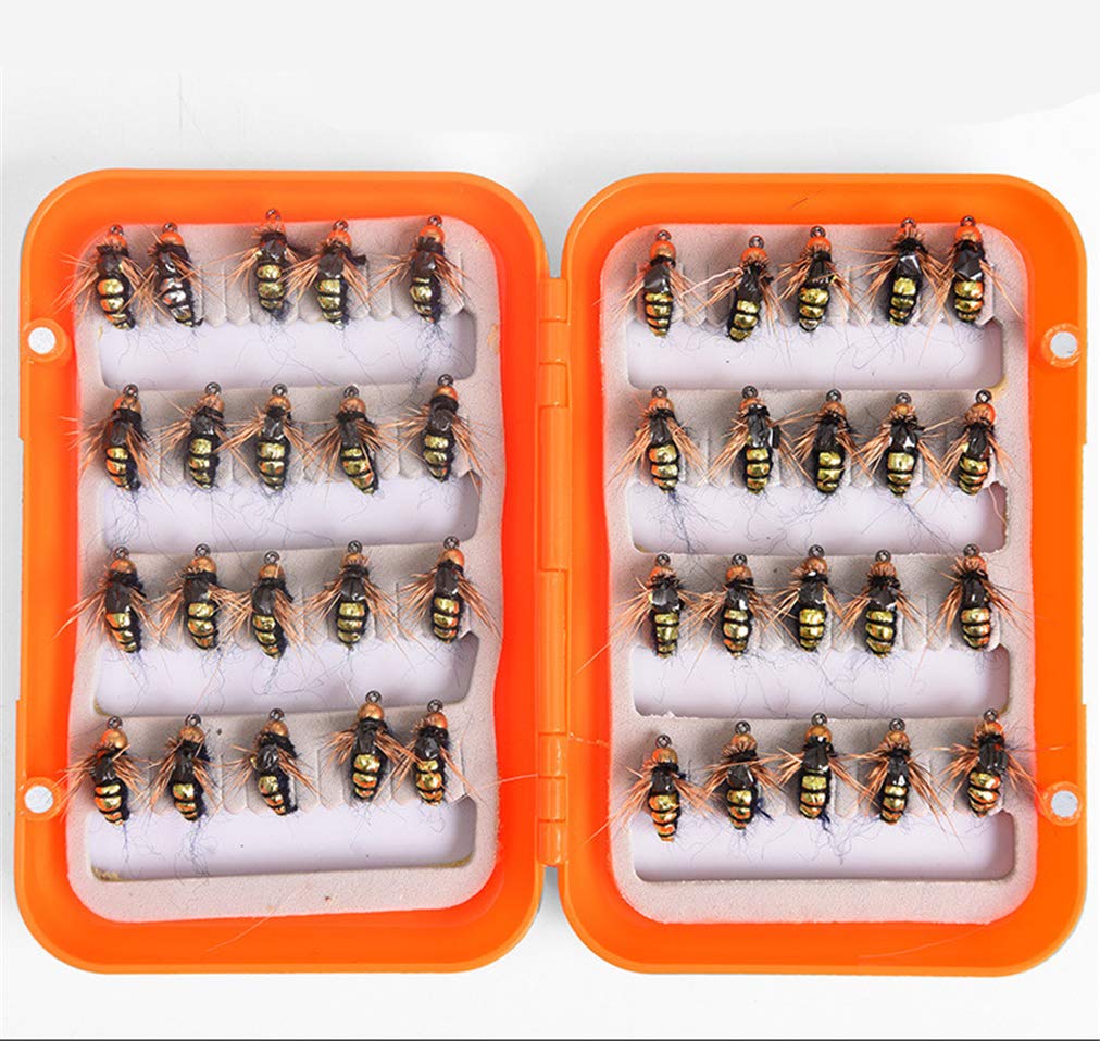 CHSEEO Fly Fishing Flie Kit with Box 40pcs Fishing Lure Set Fly Fishing Lures Dry Flies Wet Flies Nymphs Emergers Streamers Bait Hook Crankbaits for Sea Bass Salmon Cod Trout #5