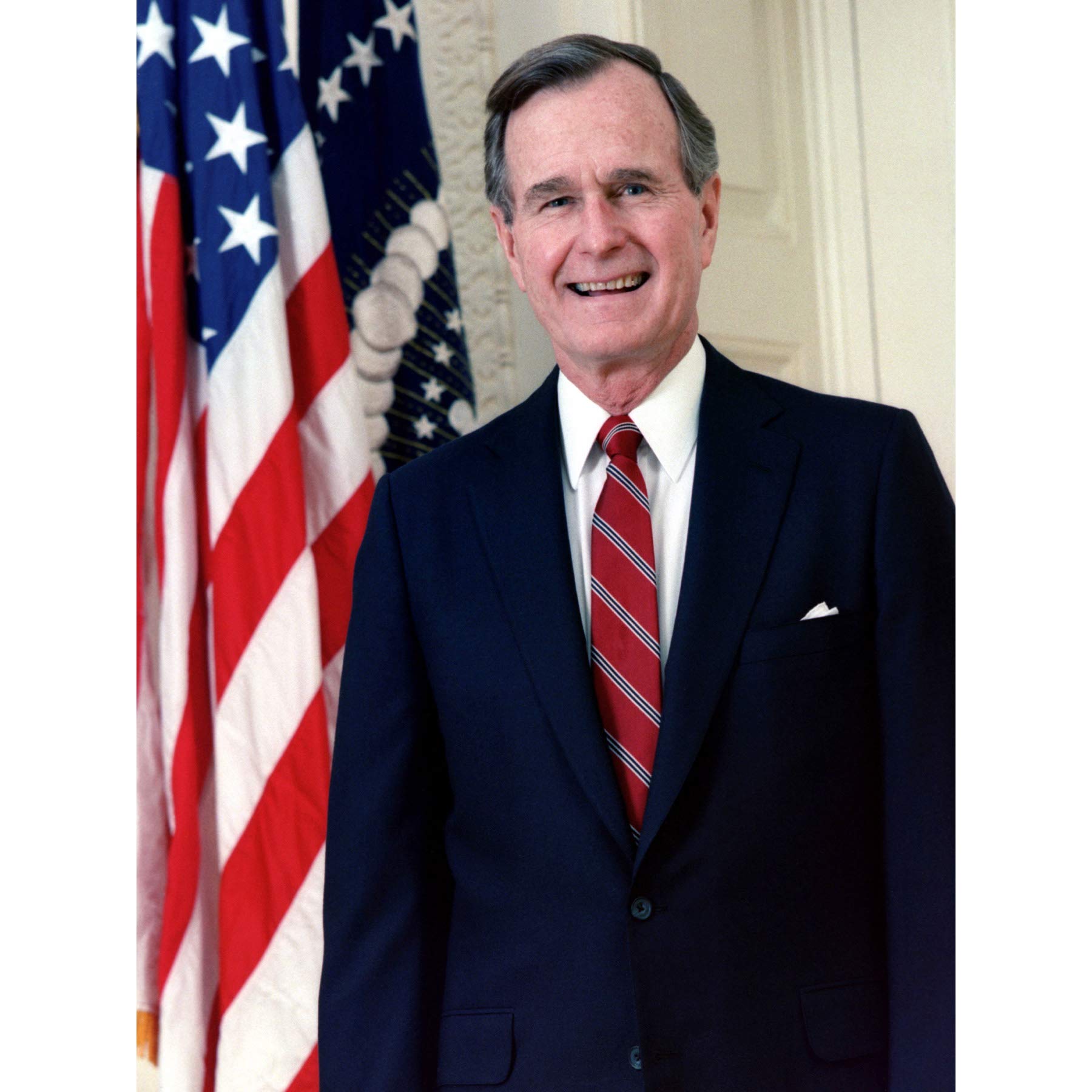 Artery8 US President George Bush Senior Official Portrait Photo Premium Wall Art Canvas Print 18X24 Inch