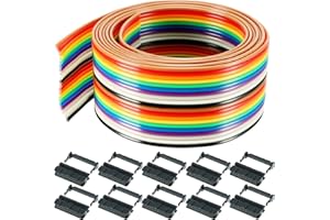 DKARDU 20 Pin Rainbow Color Flat Ribbon Cable 3M/9.84ft IDC Wire Cable 1.27mm Flat Ribbon Cable Connecting Cable with FC-20P 