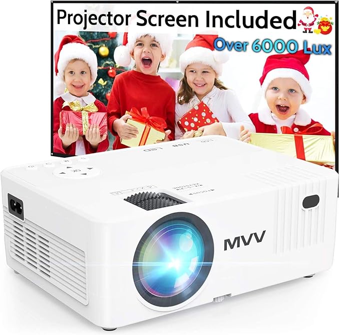 MVV Mini Projector, [200 ANSIBrightness Over 6000 Lux] 1080P