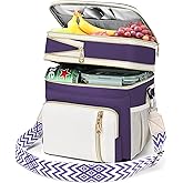 LOKASS Lunch Box for Women-16L-Insulated Lunch Bag Women, Expandable Double-layer Leakproof Cooler Bag with Upgrade Adjustable Shoulder Strap Ideal for Work/Picnics（Purple）