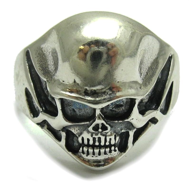 Sterling silver biker ring Skull solid 925 R000736 Amazon.co.uk Handmade