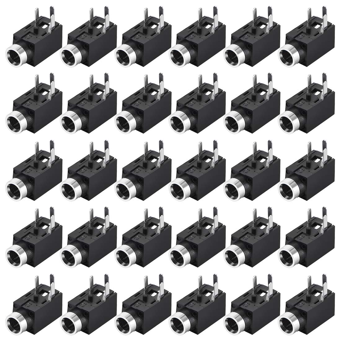 sourcing map PCB Mount 2.5mm 3 Pin Socket Headphone Stereo Jack Audio Video Connector PJ210 Black 30Pcs