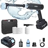 WLCIKECB Cordless Pressure Washer Battery Powered ; 1200 PSI Battery Operated Pressure Washer with 2 1500mAh Battery&10 Meter Hose& 6-in-1 Nozzle; for Watering, Car Washing, Yard Cleaning