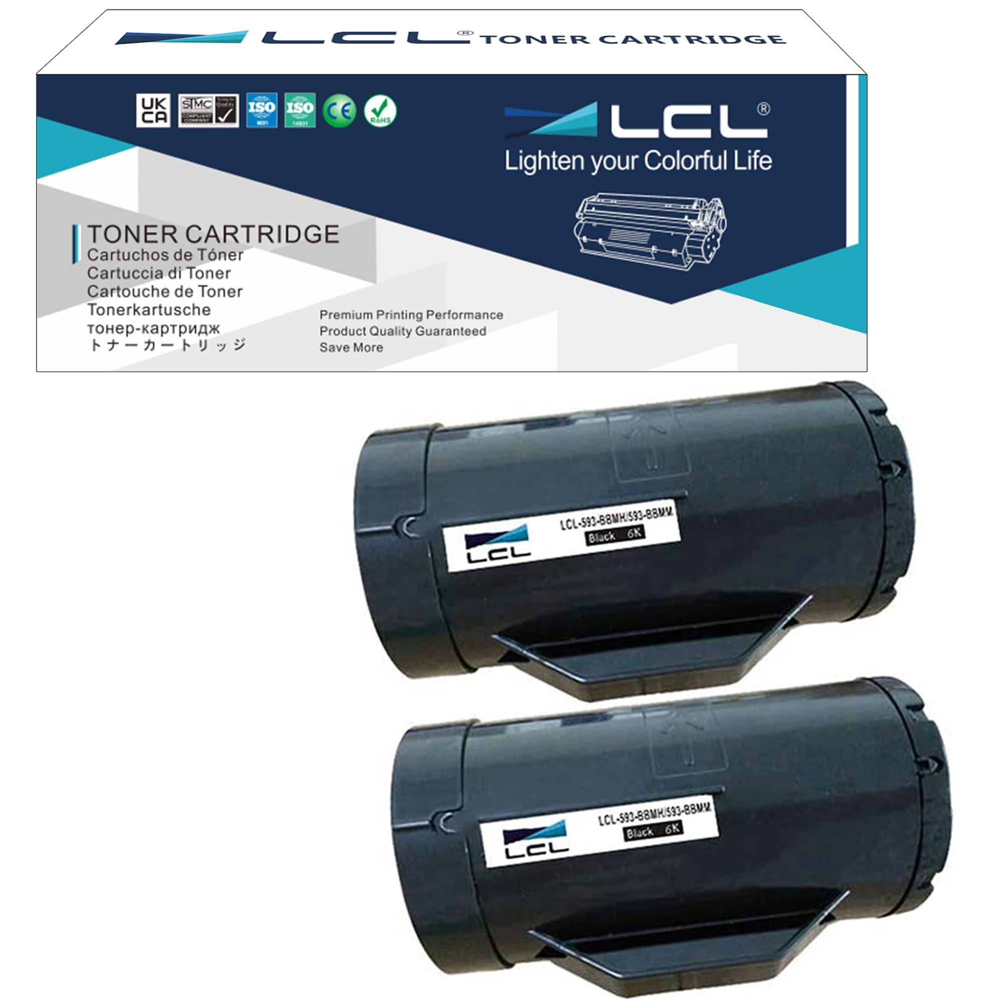 LCL Toner Cartridge H815dw S2815dn S2810dn 593-BBMH 593-BBMF 47GMH KNRMF 593-BBMM (2 Black) Replacement for Dell H815dw S2810dn S2815dn