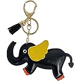 QTMY Cute Leather Elephant Keychain Keyring for Women,Purse Bag Charms for Handbags Backpack,571