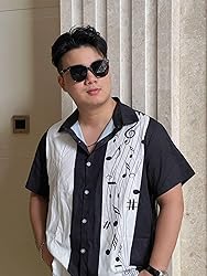Gwnnb Music Bowling Shirts for Men Music Note Print