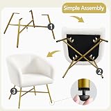 Yaheetech Boucle Tub Chair Modern Upholstered Armchair White view 9