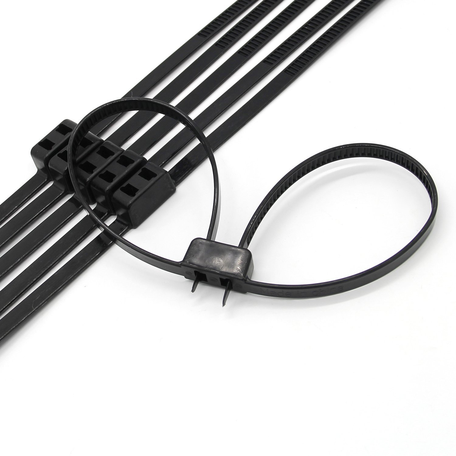 Tuokay Black Nylon Zip Ties, Set of 10pcs Cable Ties, 69CM*1.1CM Size, Tensile Strength 90KG, Double Locking Handcuffs Push Mount Cable Ties