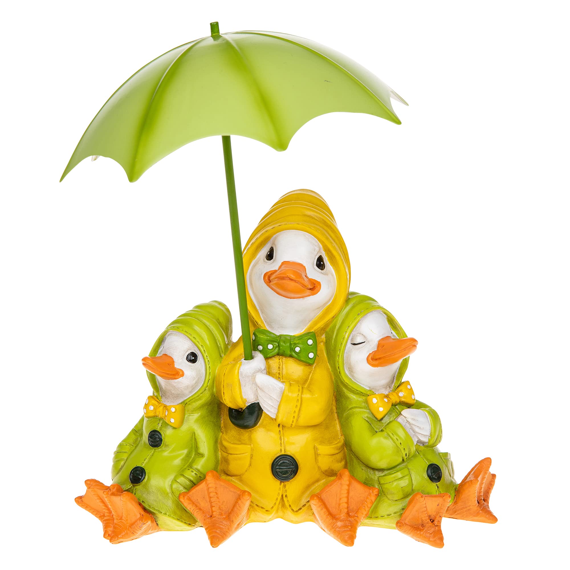Shudehill Giftware Puddle Duck Mum and Baby with Green Umbrella Ornament Figurine