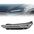 RTUSUML LED DRL Headlight Lamps for 2018 2019 2020 2021 Hyundai Kona, Black Housing Headlamps Direct Replacement (Left Driver Side)