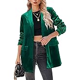GRAPENT Velvet Blazers Jackets for Women Business Casual Oversized Long Suit Jacket Dressy Cardigan Blazer Work Office