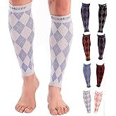 Doc Miller Calf Compression Sleeve for Women & Men, Footless 20-30mmHg Support for Shin Splints, Varicose Veins, Nurses, Running, Leg Pain Relief, Argyle Pattern, 1 Pair