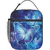 ainori Reusable Butterfly Lunch Box for Kids Girls Boys Women Adult, Insulated Magical Lunch Bag,Polyester Cooler Cute Handbags Case for School Picnic Work Travel Beach or Hiking (Vibrant Blue)