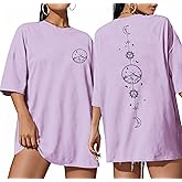 ADOREJOY Oversized Tshirts for Women Crewneck Summer Graphic Tees Short Sleeve Loose Basic Tops