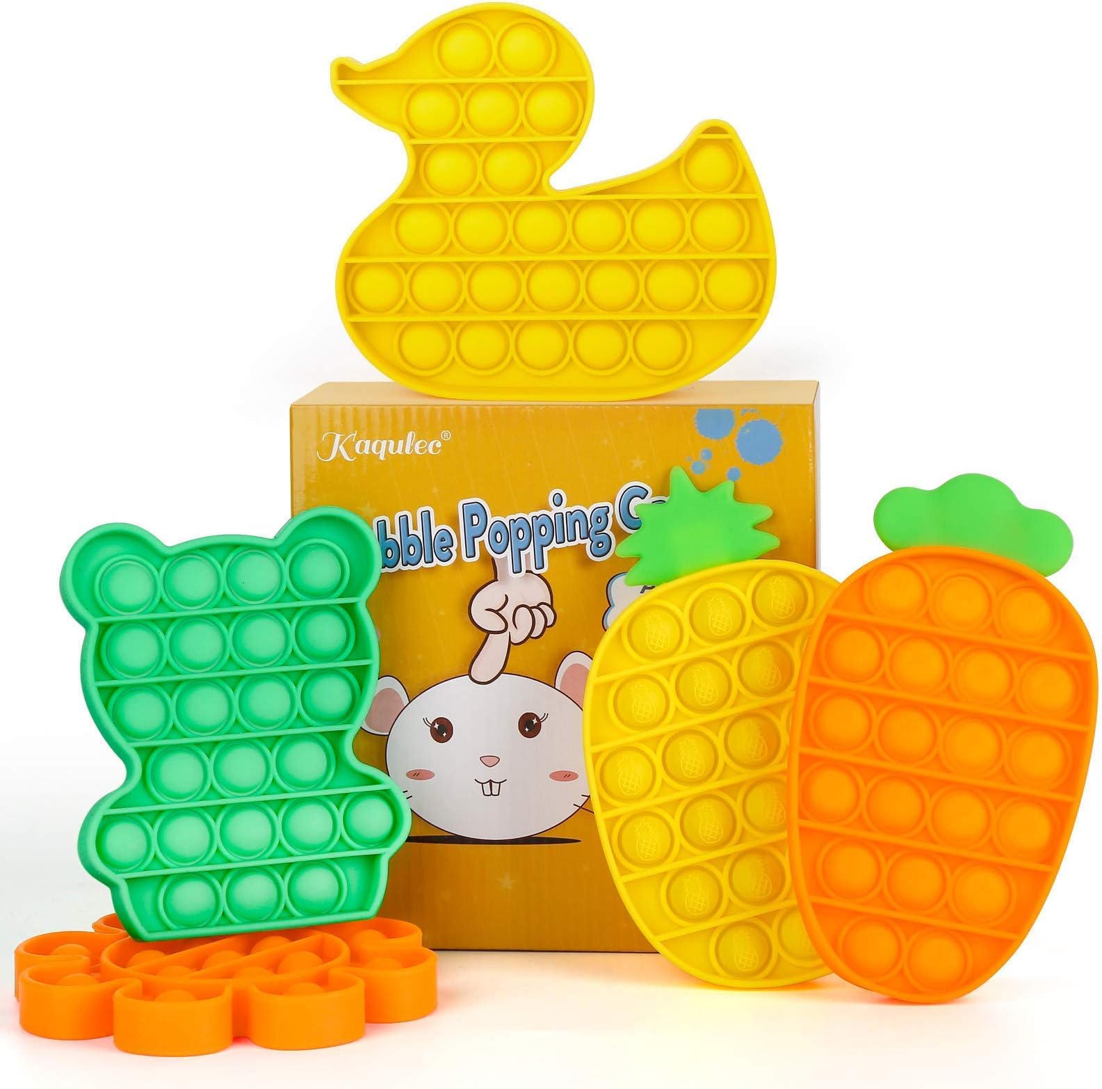 Kaqulec Push Pop Bubble Fidget Sensory Toy Set,Autism Special Needs Stress Reliever Silicone Toy,Squeeze Sensory Toy,Good for Kids (Adults) with ADD, ADHD or Autism,Help Restore Emotions (5pack)