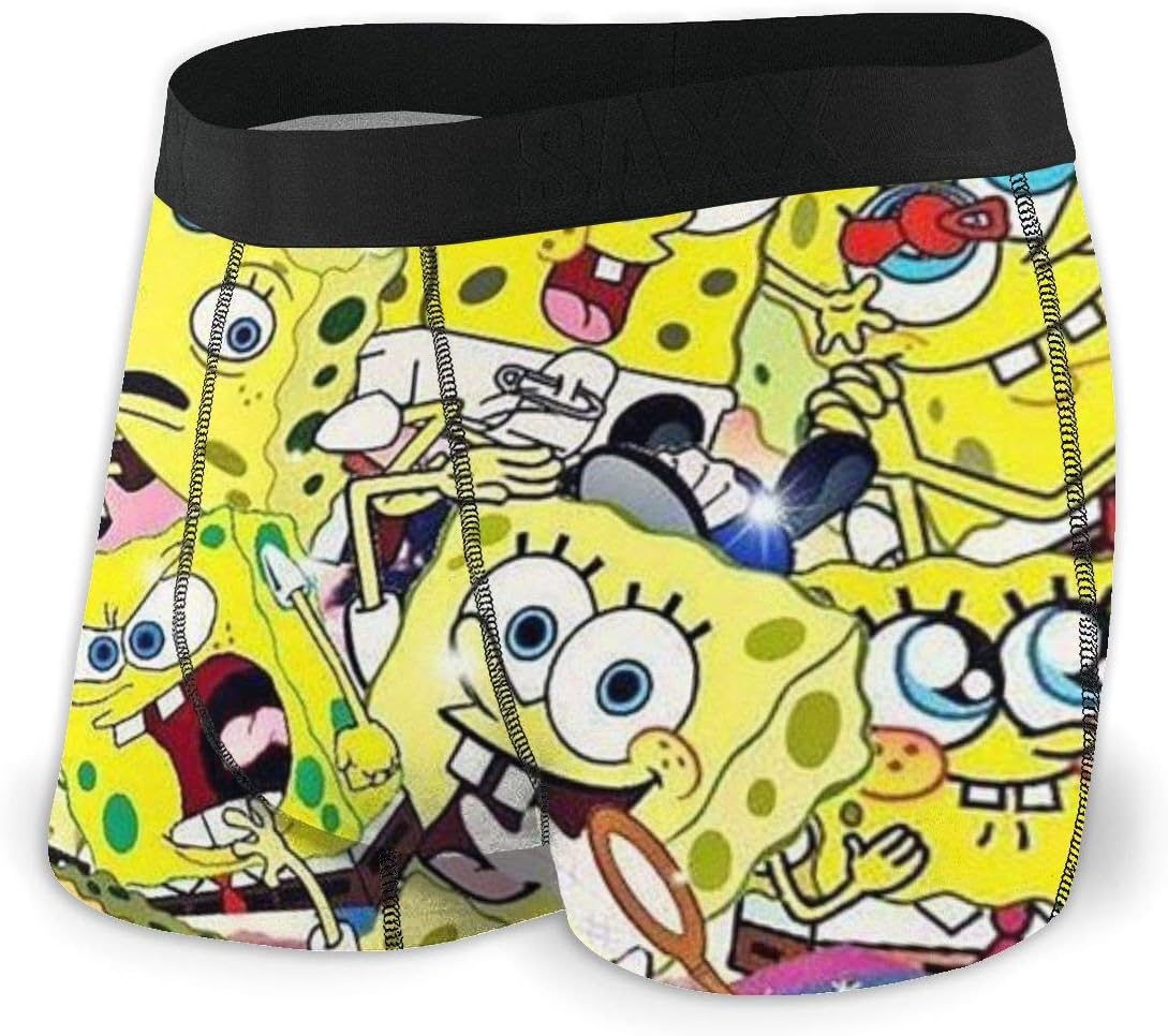 Spongebob Men's Boxer Briefs - 1 Pack Regular No Ride-up Breathable Comfortable Fiber Sport Underwear,Size X-2XL