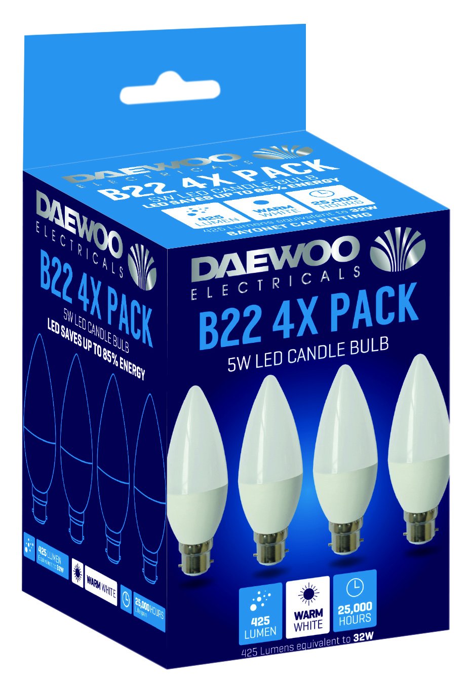 DAEWOO LED Bulbs, B22, 40 W, Warm White