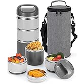 Lille Home 3-Layer Stainless Steel Lunch Box 1.43L- Leakproof, BPA-Free Insulated Bento Box for On-the-Go Meal Prep, Stackable Food Container for Women & Men