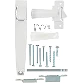 Wright Products V333WH Tie-Down Push Button Door Latch, White, No Lock Out | For out-swinging wood/metal storm &amp; screen doors 3/4-1-1/4in thick; 1-3/4in hole spacing; All installationhardware included